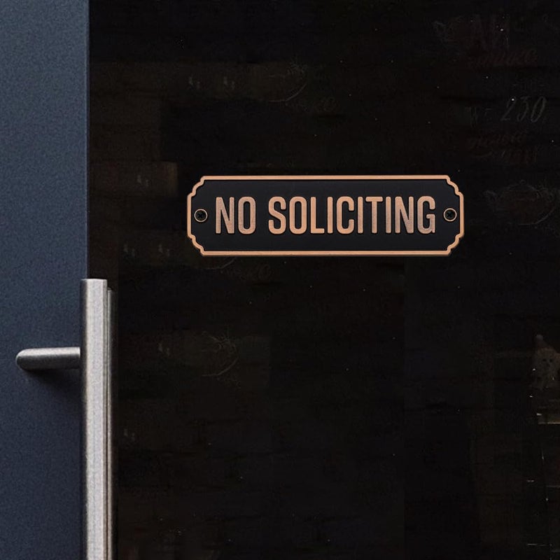 Maoerzai No Soliciting Brass Door Sign  Brass No Soliciting Thank You Sign  Solid Brass Wall Plaque Home Decor Accessories Door Or Wall. (Black - No Soliciting Sign-BR) - Image 4